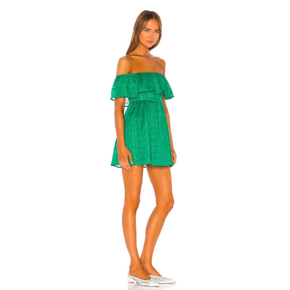 NWT Lovers + Friends Peter Mini Dress Semi-sheer Kelly Green Flirty Size Medium